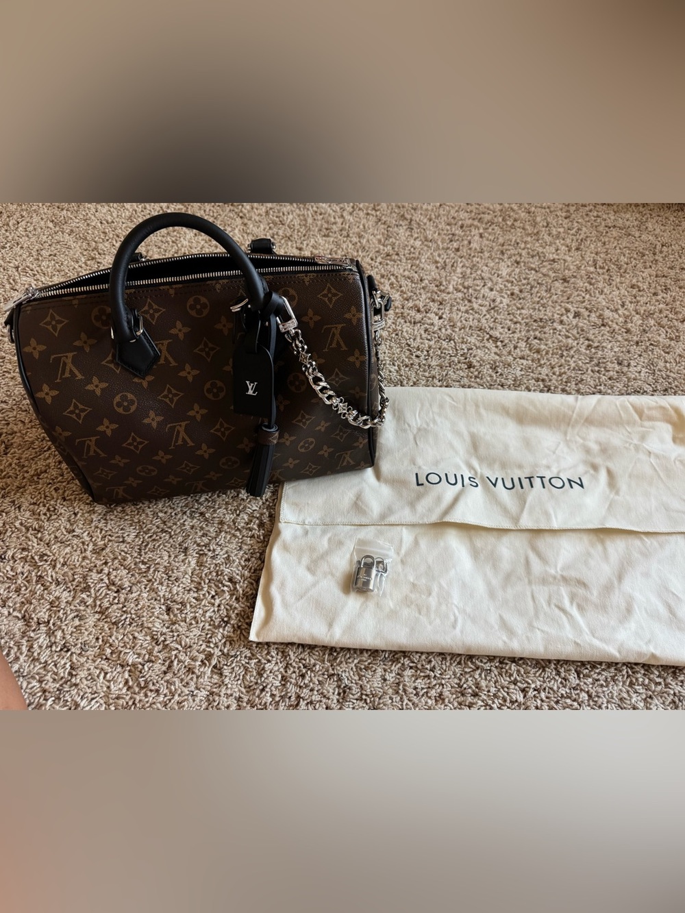 Satchel with silver hardware